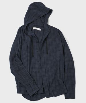 [첫 구매 이벤트 상품] 오버핏 체크 후드 셔츠 [NAVY]_SESH012NAVY