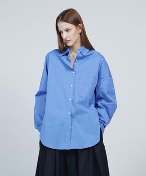 [ESSENTIAL] Pocket basic pin tuck over-fit shirt