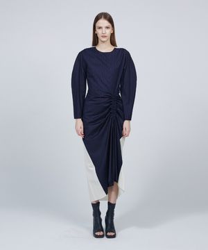 [ESSENTIAL] One-side shirring half dress