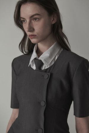 Logo Embroidered Slim Suit Tie - Black,Navy,Grey