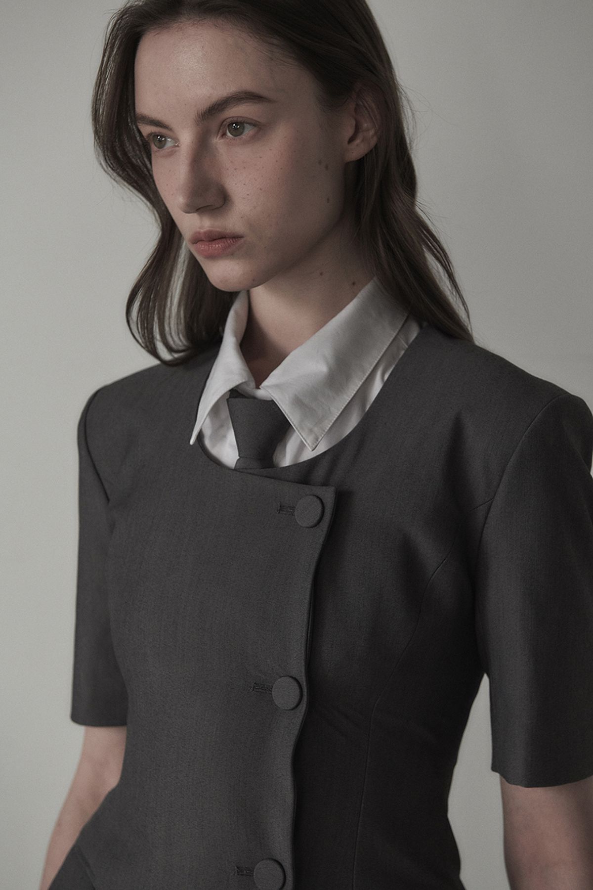 마우솔레움(MAU SOLEUM) Logo Embroidered Slim Suit Tie - Black,Navy,Grey