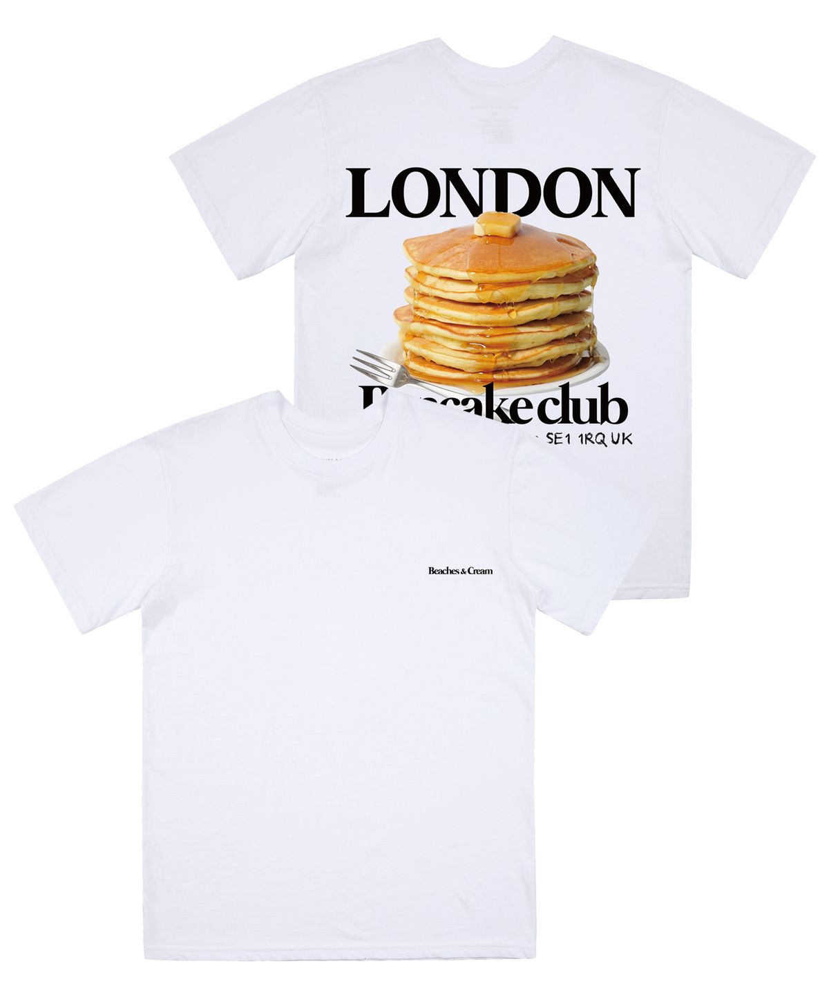 비치스앤크림(BEACHESANDCREAM) LONDON PANCAKE CLUB SHORT SLEEVES-WHITE