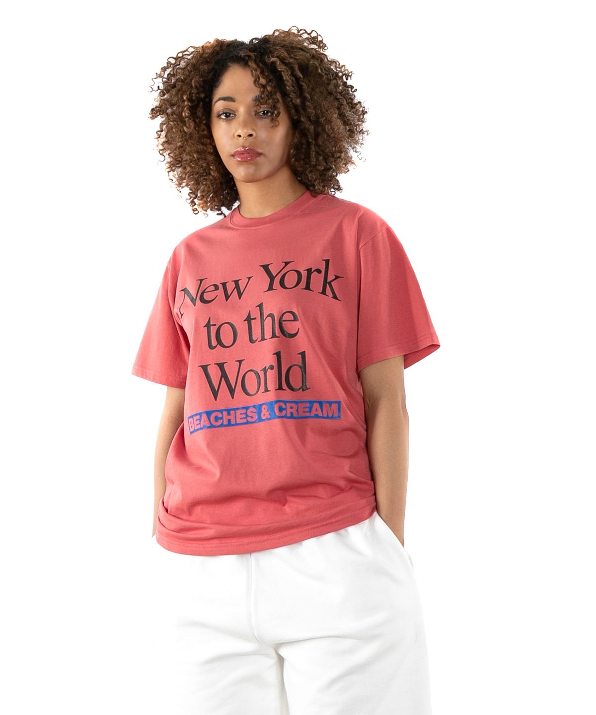 비치스앤크림(BEACHESANDCREAM) NEW YORK SHORT SLEEVES-PINK