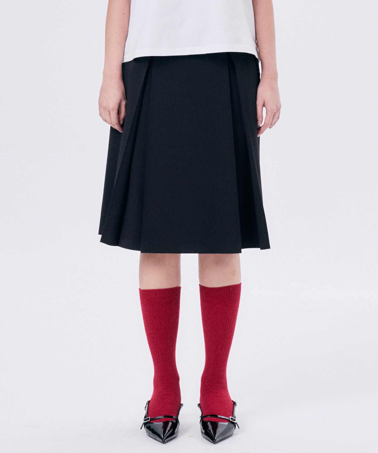HALOMINIUM Midi pleated wrap skirt（HALOMINIUM] MIDI PLEATED