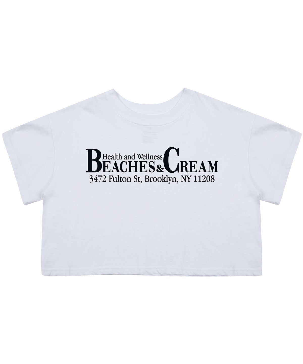비치스앤크림(BEACHESANDCREAM) [CROP FIT]HEALTH AND WELLNESS SHORT SLEEVES-WHITE