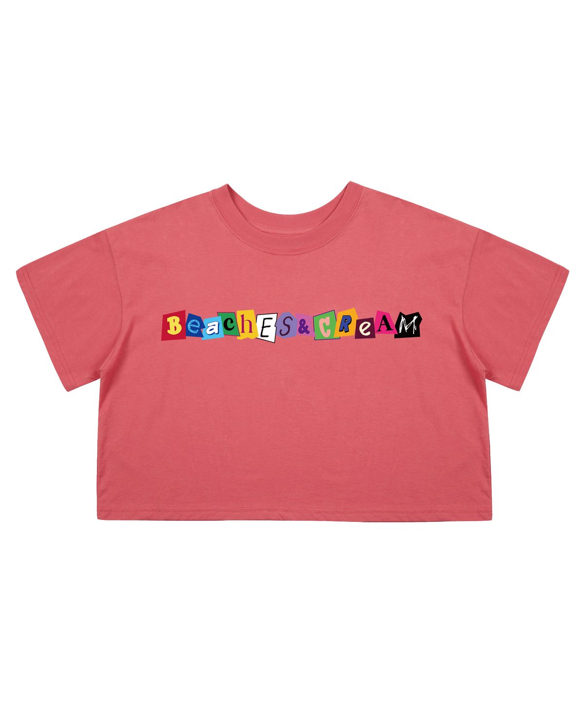 비치스앤크림(BEACHESANDCREAM) [CROP FIT]MULTI COLOR SHORT SLEEVES-PINK