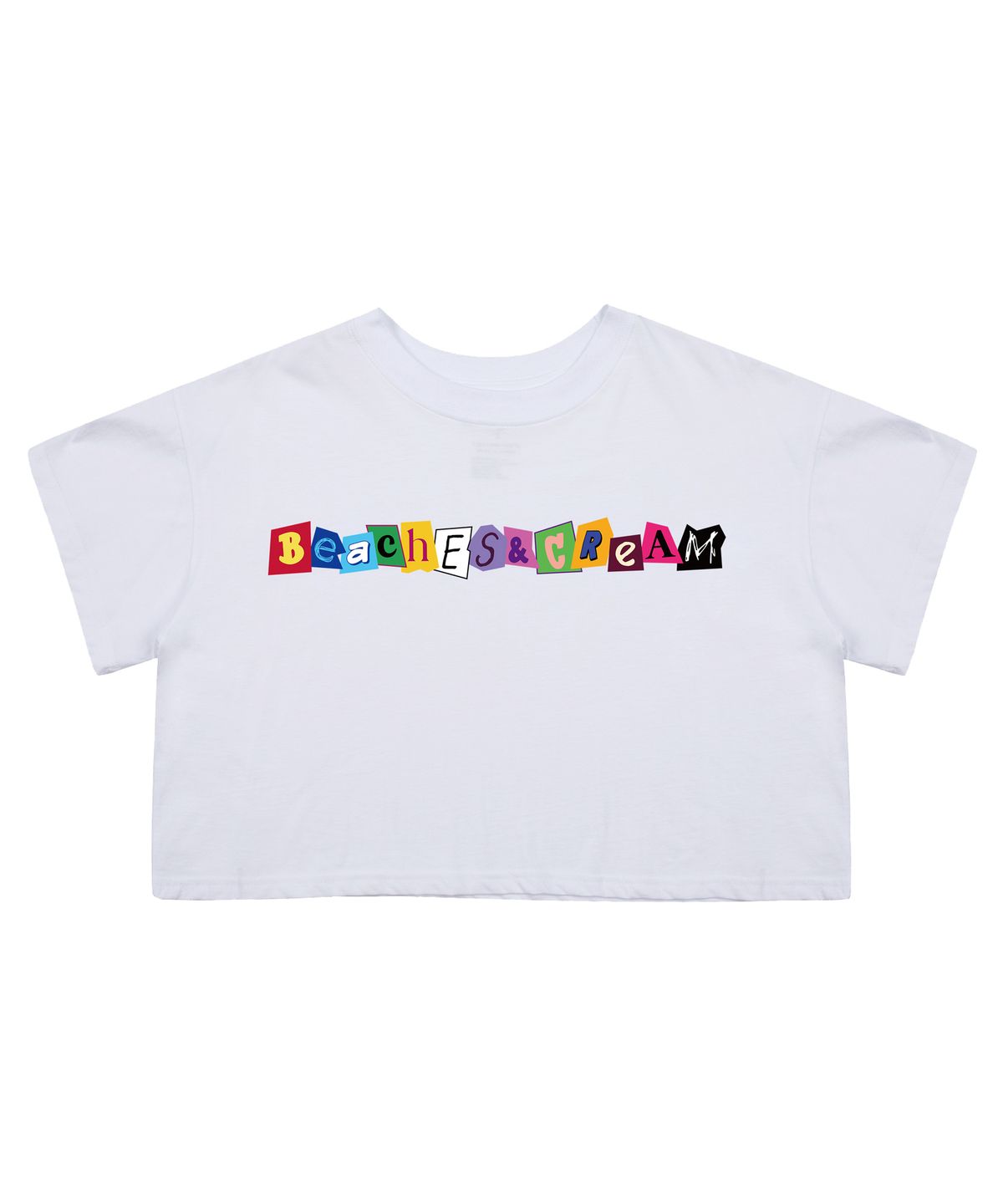 비치스앤크림(BEACHESANDCREAM) [CROP FIT]MULTI COLOR SHORT SLEEVES-WHITE