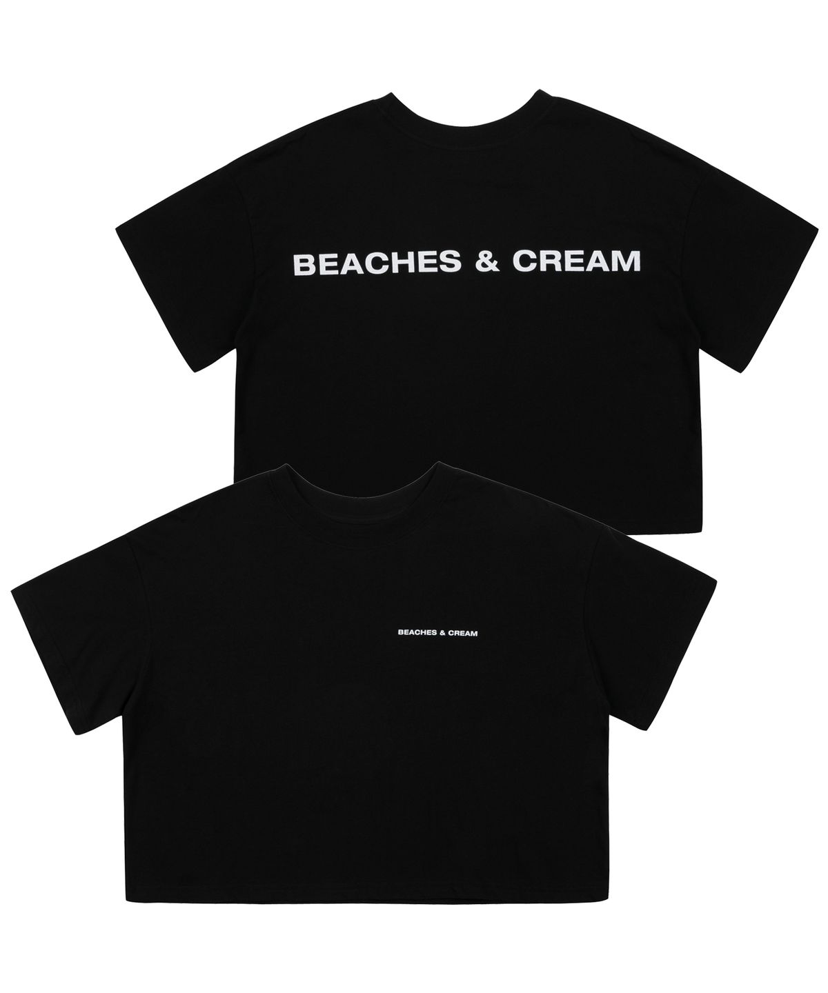 비치스앤크림(BEACHESANDCREAM) [CROP FIT]SIMPLE LOGO SHORT SLEEVES-BLACK