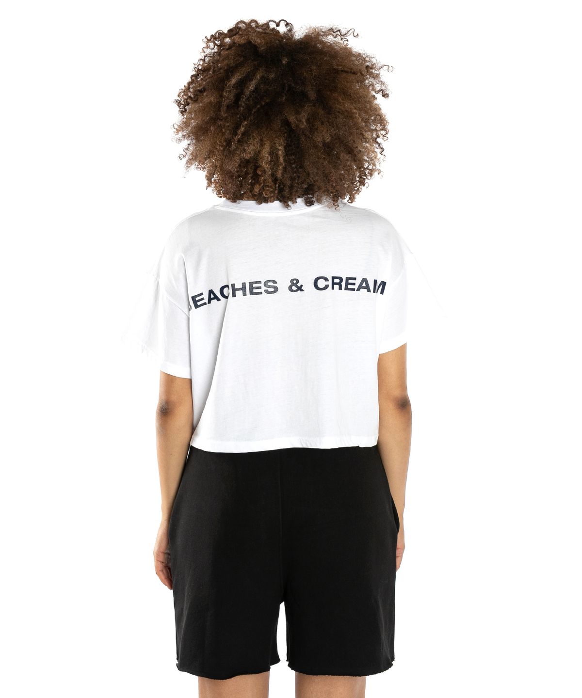비치스앤크림(BEACHESANDCREAM) [CROP FIT]SIMPLE LOGO SHORT SLEEVES-WHITE