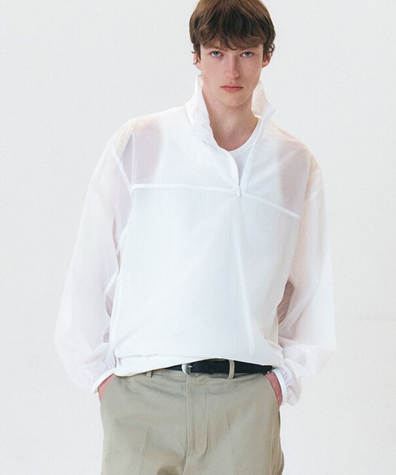 SHEER SIDE PANEL PULL OVER - OFF WHITE