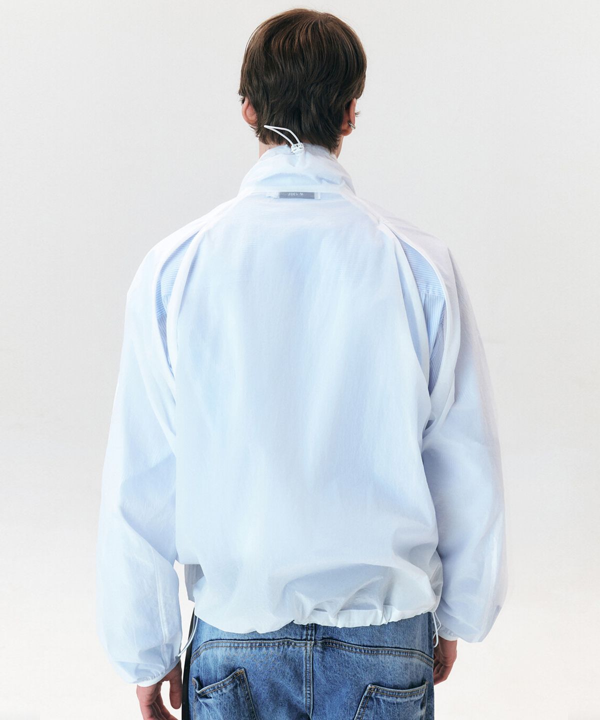 윈더(WINDER) CONCEAL-ZIP SHEER JACKET - OFF WHITE