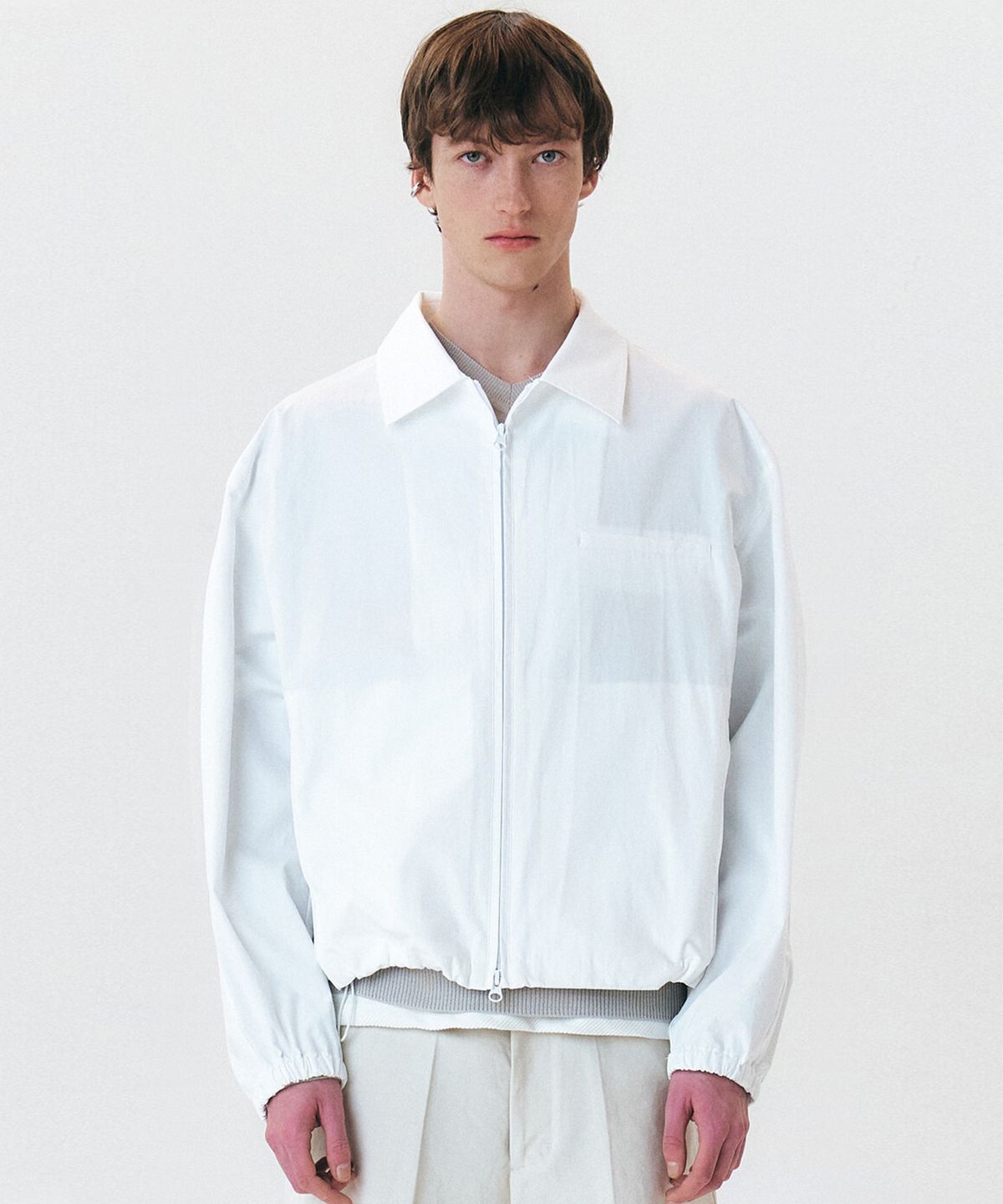 윈더(WINDER) CONCEAL-ZIP COTTON BLOUSON - OFF WHITE