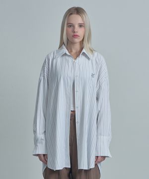 Logo Stripe Over Shirt-White