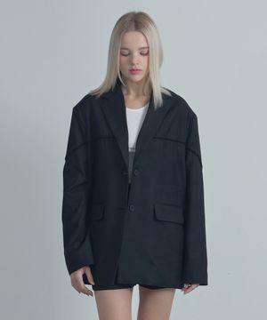 Line Single Blazer Jacket-Black