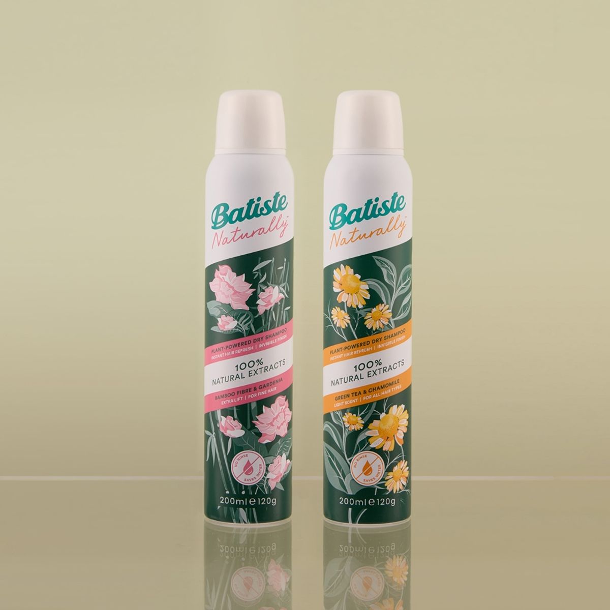 바티스트(BATISTE) 바티스트 네추럴리 드라이샴푸 200ml 2종 세트(뱀부/그린티)