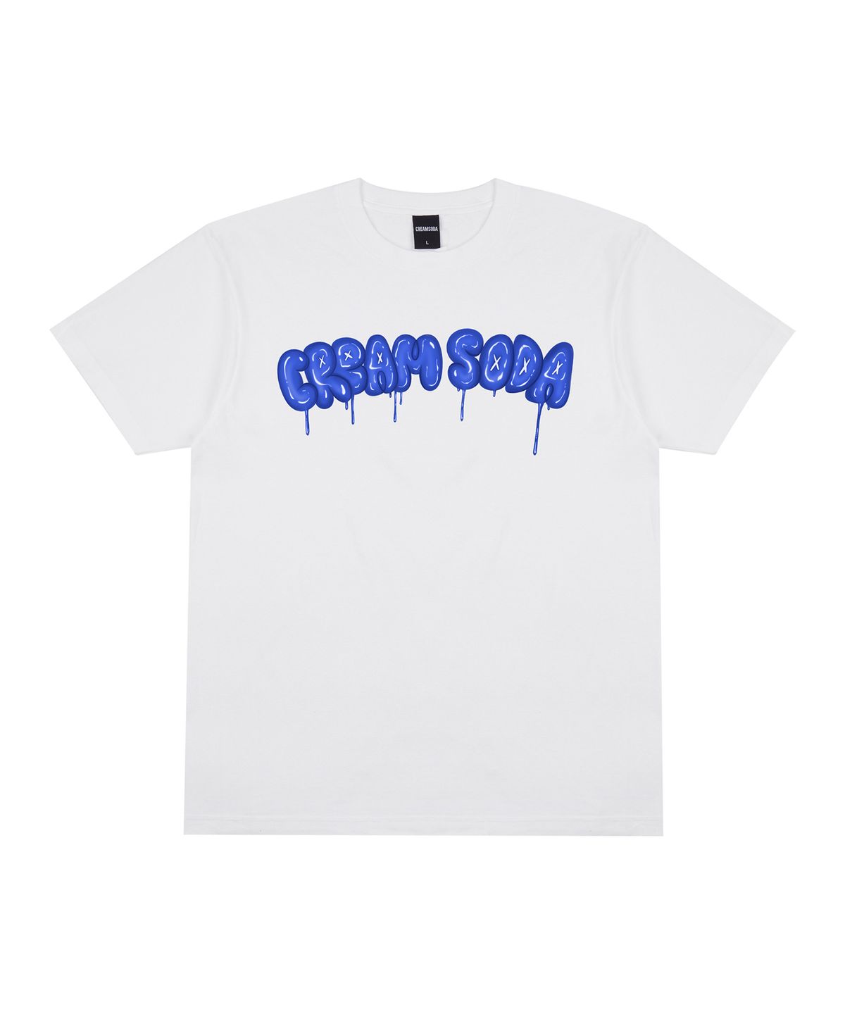 크림소다랩(CREAM SODA LAB) 씨알에스디엘 벌룬 로고 그래픽 반팔 티셔츠 화이트 블루