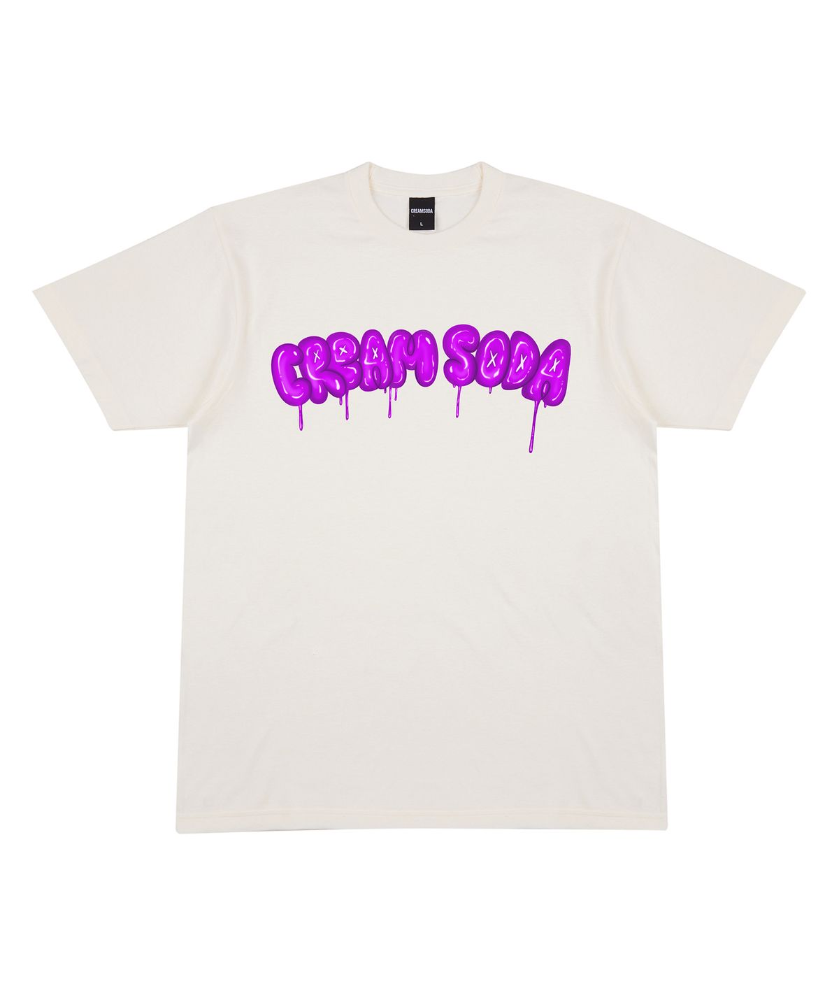 크림소다랩(CREAM SODA LAB) 씨알에스디엘 벌룬 로고 그래픽 반팔 티셔츠 아이보리 퍼플