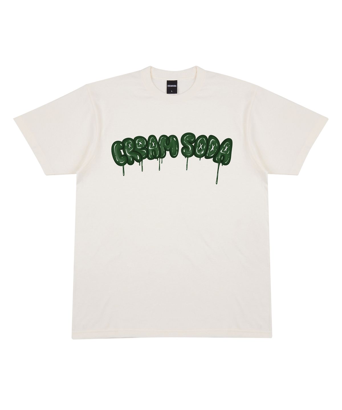 크림소다랩(CREAM SODA LAB) 씨알에스디엘 벌룬 로고 그래픽 반팔 티셔츠 아이보리 그린
