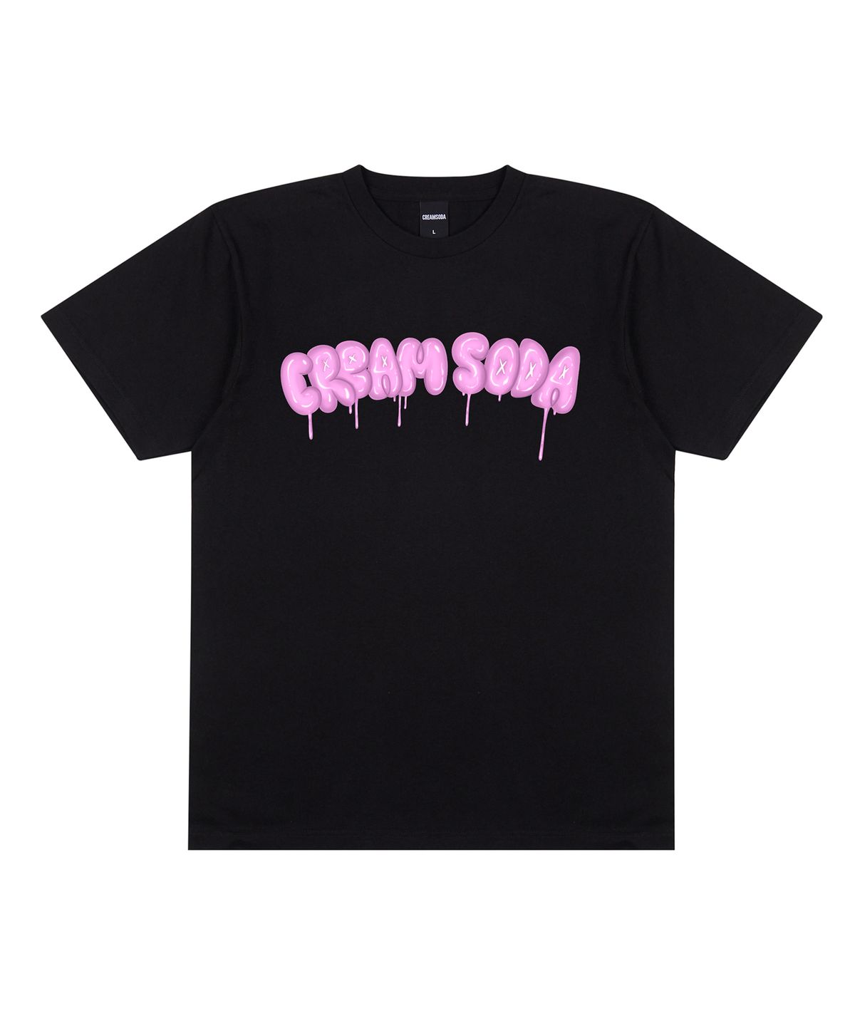 크림소다랩(CREAM SODA LAB) 씨알에스디엘 벌룬 로고 그래픽 반팔 티셔츠 블랙 핑크
