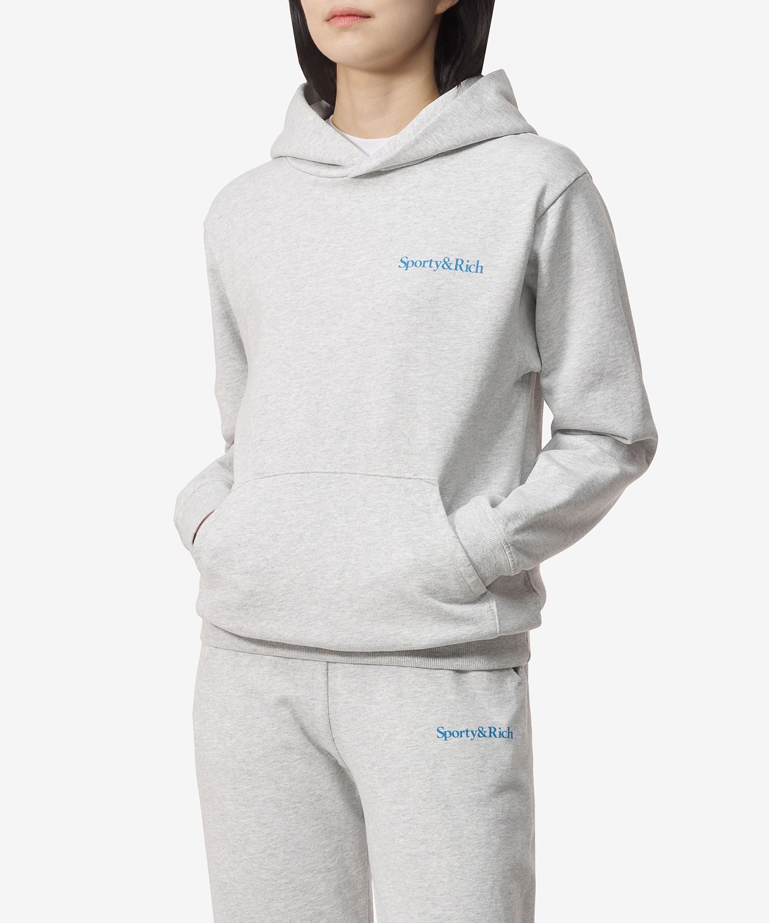 ★Sporty & Rich★ Health & Wellness Logo Print Hoodie Heathe MUSINSA | SPORTY&RICH Health & Wellness Logo Print Hoodie