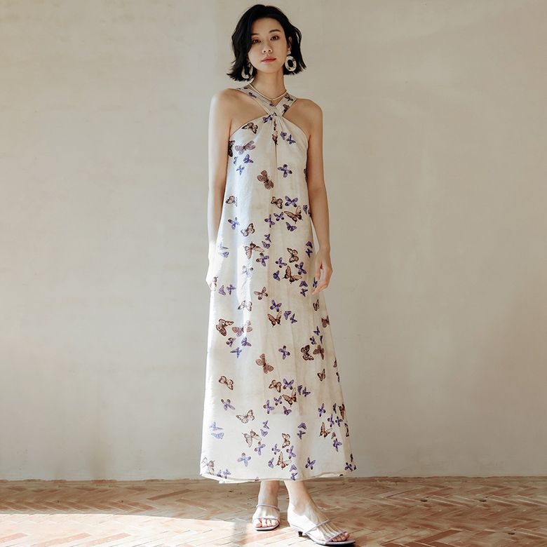 LS_Halterneck butterfly dress