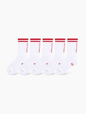 [5 PACK] RUNNING CREW FLOGGER FIT SOCKS_LONG_WHITE