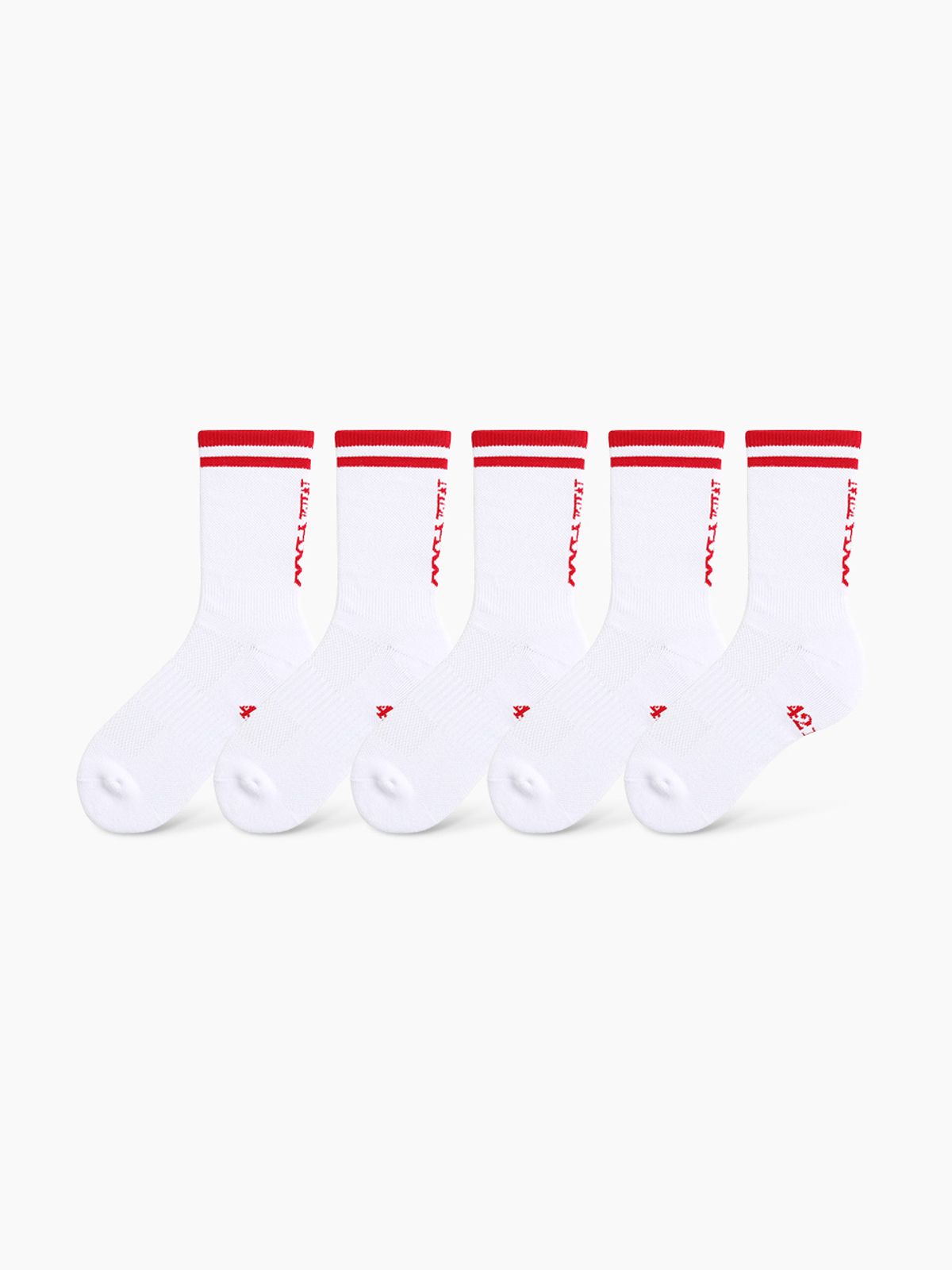 미나수(MENASOO) [5 PACK] RUNNING CREW FLOGGER FIT SOCKS_LONG_WHITE