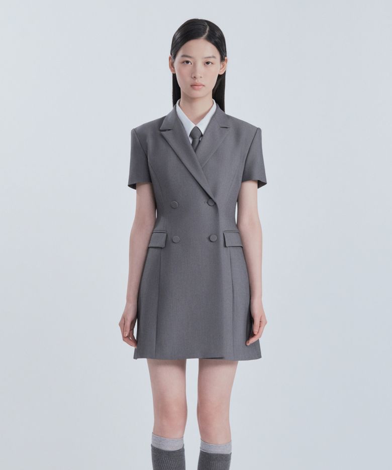 [기장 선택] Jenn Half-Sleeve Suit Jacket Dress - Grey