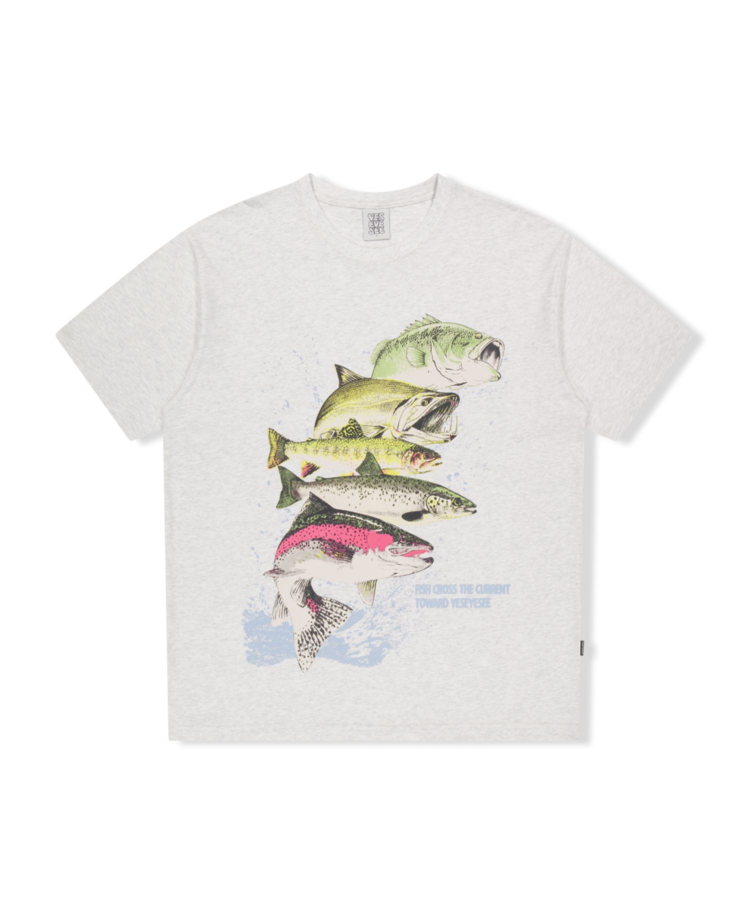 MUSINSA | YESEYESEE Y.E.S Fishes Tee Light Grey