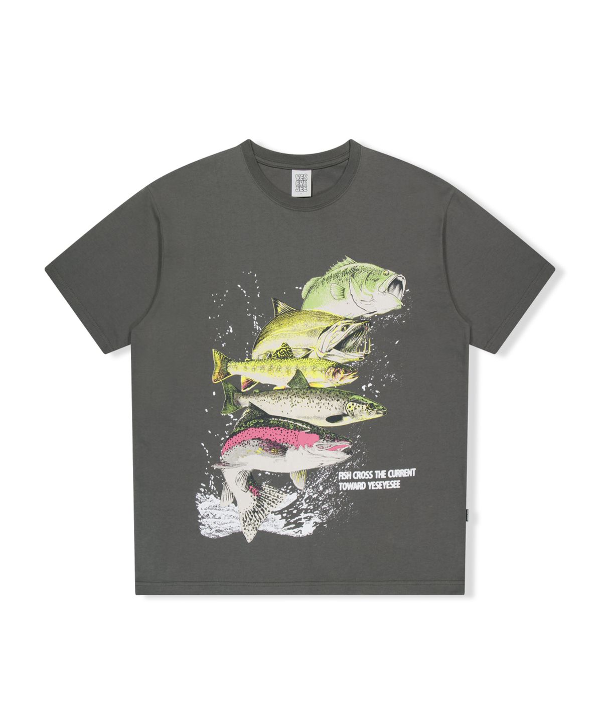 예스아이씨(YESEYESEE) Y.E.S Fishes Tee Dark Grey