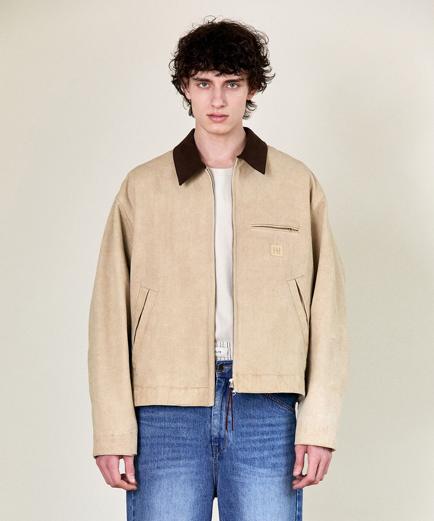 MUSINSA公式 | HEUTE HET WASHED CANVAS WORK JACKET (BEIGE)