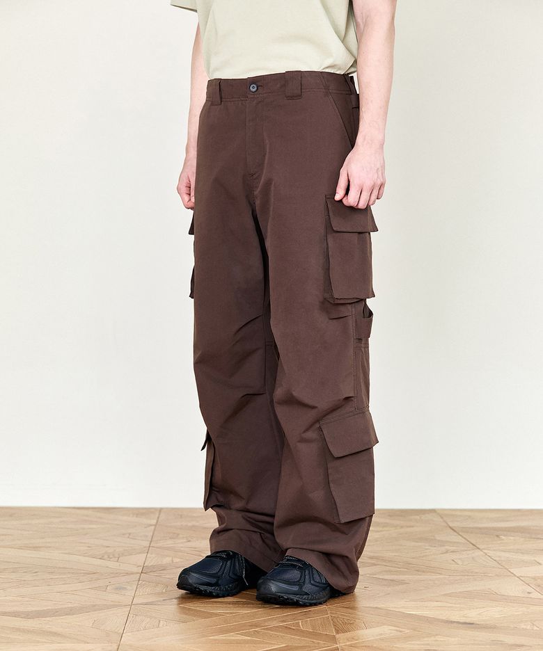 HET STRAP COTTON CARGO PANTS (BROWN)