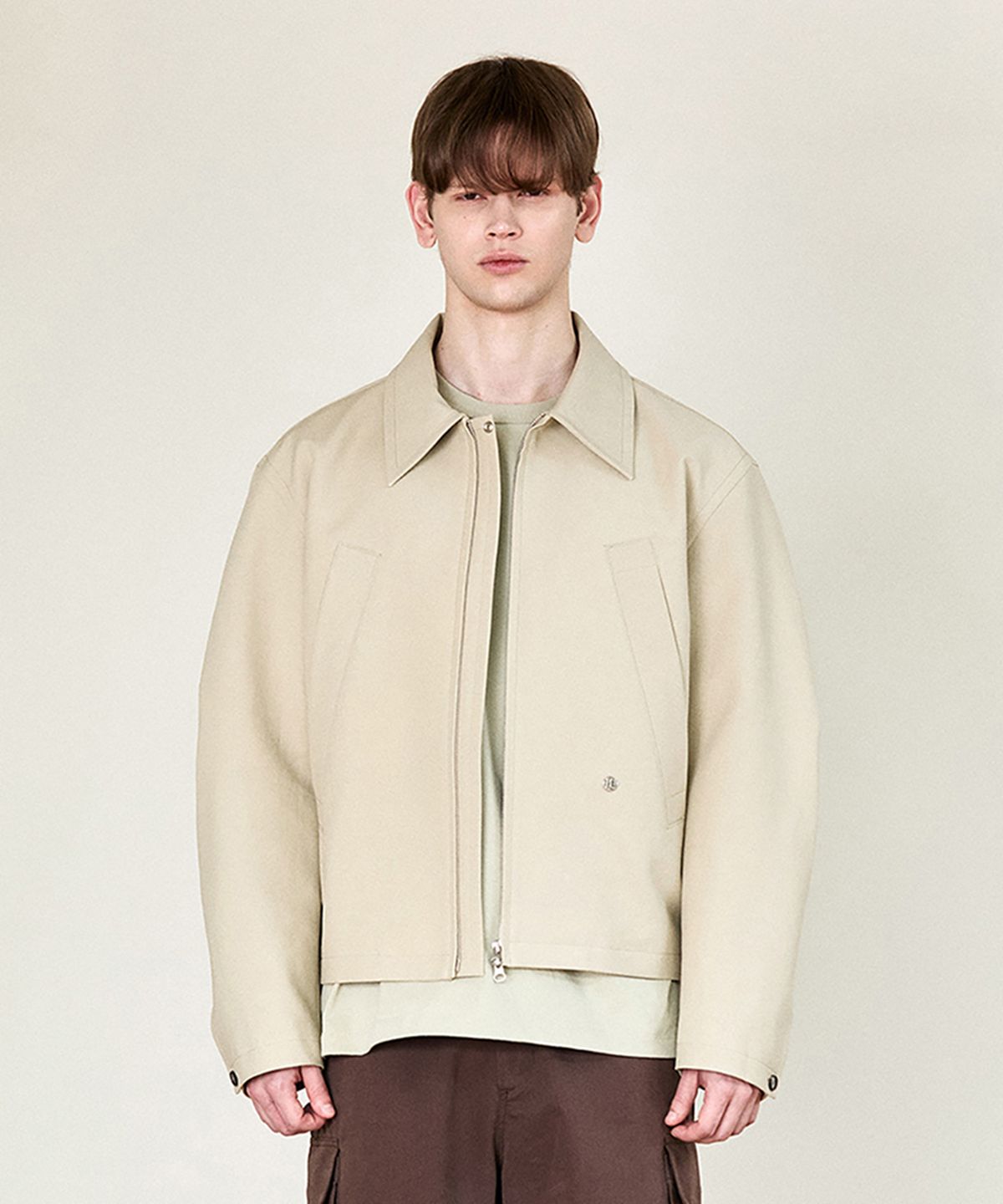 호이테(HEUTE) HET ZIPPED COTTON JACKET (BEIGE)