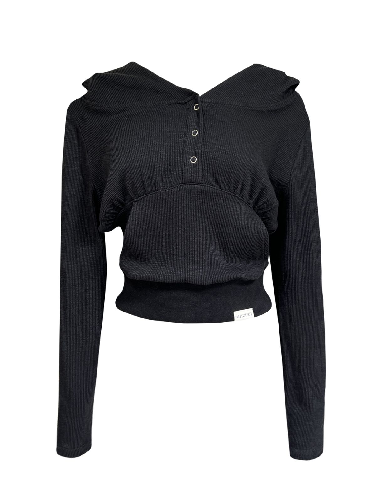 쎄쎄쎄(SETSETSET) THREE BUTTON HODDIE BLACK