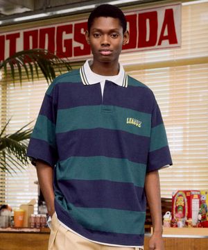 Stripe Rugby Polo T-shirt (NAVY)