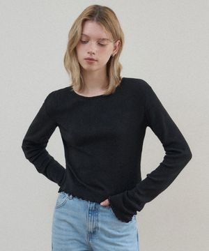 웨이브 베이직 레이어드 티셔츠 (블랙)