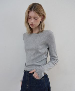 웨이브 베이직 레이어드 티셔츠 (그레이)