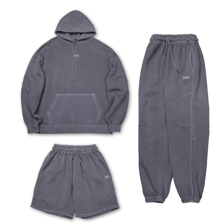 [SET] (긴바지 OR 반바지 선택) 피그먼트 라인핀턱 셋업-라이트그레이