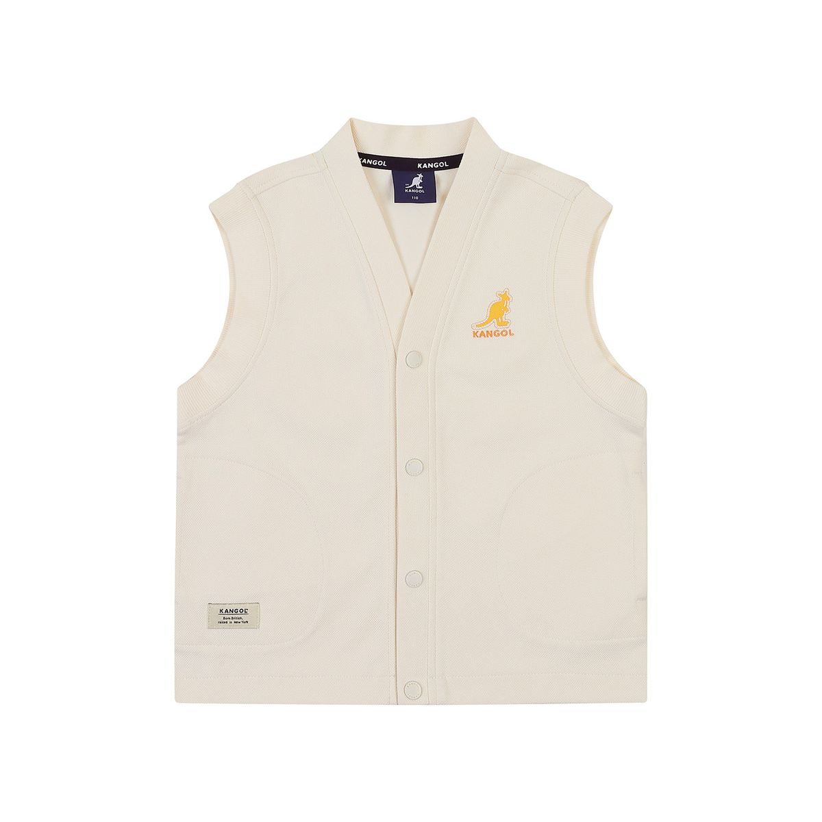 캉골키즈(KANGOL KIDS) 뉴 심볼 패치 저지 오픈 베스트 QA 0003 오프 화이트/AQACVT00030OW