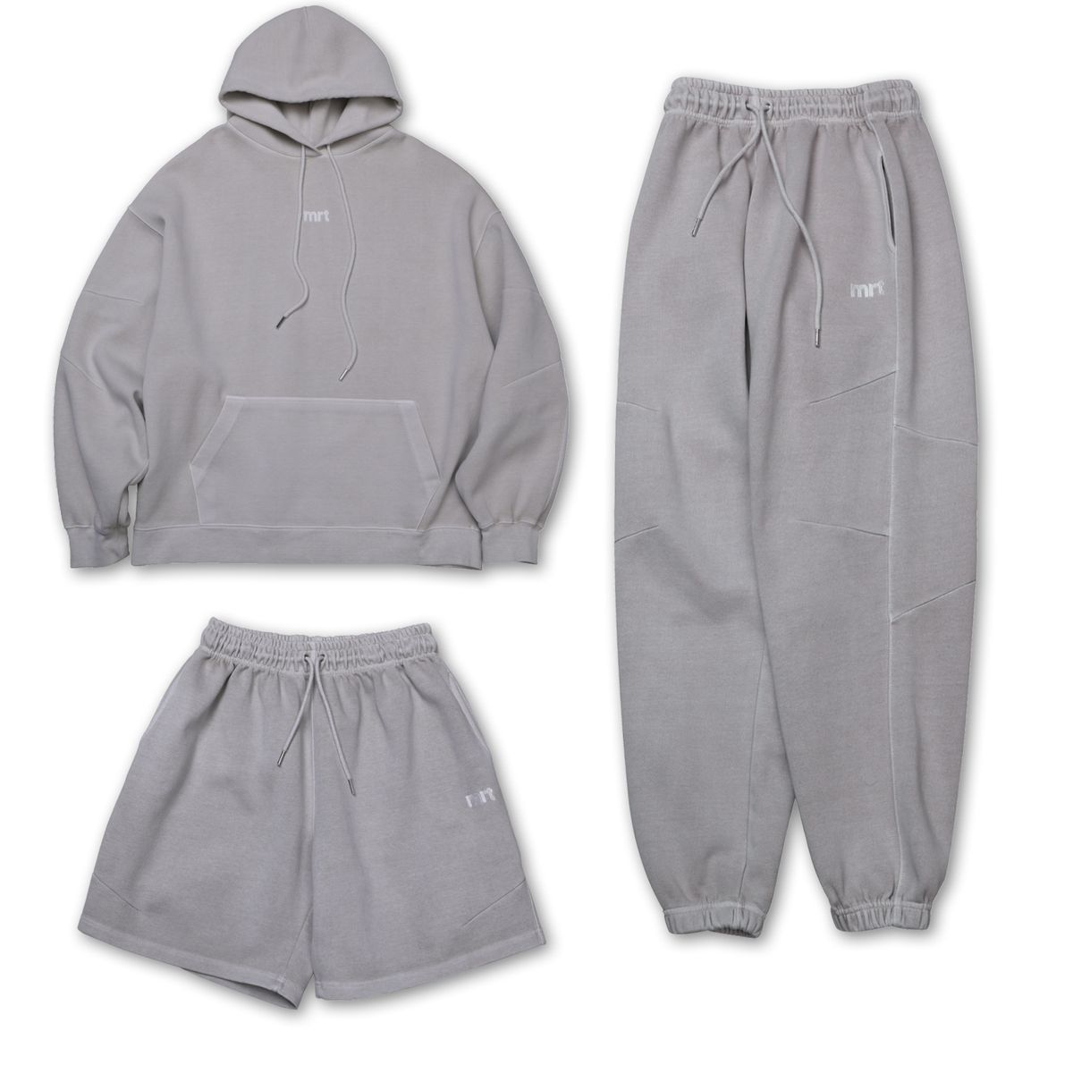마르트(MARRT) [SET] (긴바지 OR 반바지 선택) 피그먼트 라인핀턱 셋업-라이트베이지