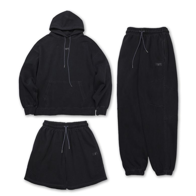 [SET] (긴바지 OR 반바지 선택) 피그먼트 라인핀턱 셋업-차콜