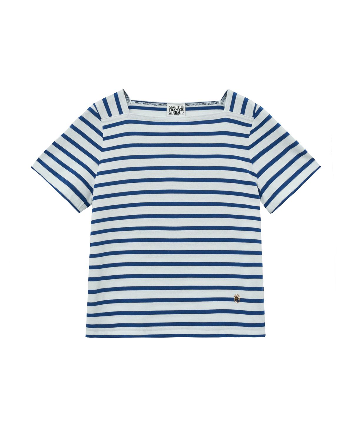 마리떼 프랑소와 저버(MARITHÉ + FRANҪOIS GIRBAUD) W SQUARE NECK STRIPE HALF TEE blue