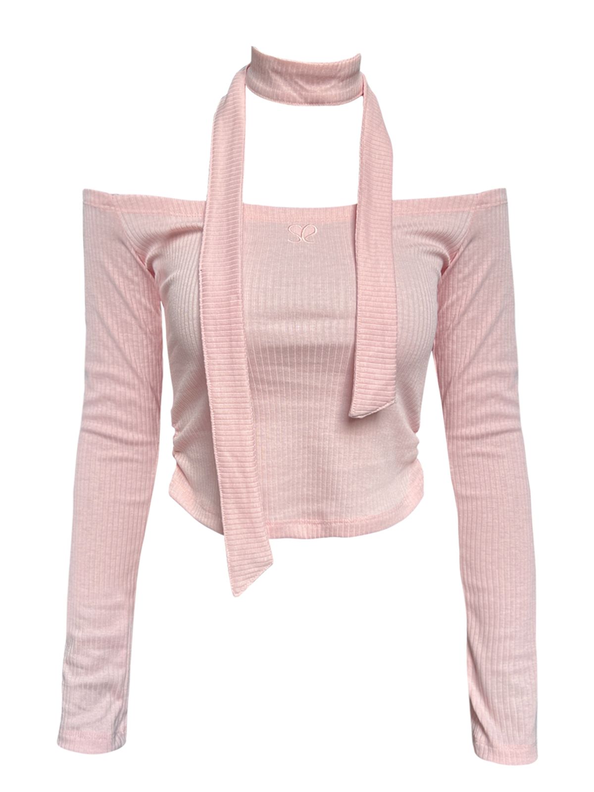 쎄쎄쎄(SETSETSET) JENNIE OFF-SHOULDER LOGO TOP PALE PINK