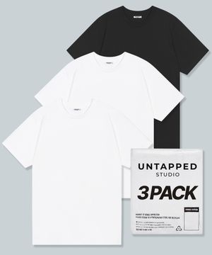 [3PACK]퓨어코튼 24수  롱기장 레이어드 무지 반팔 티셔츠