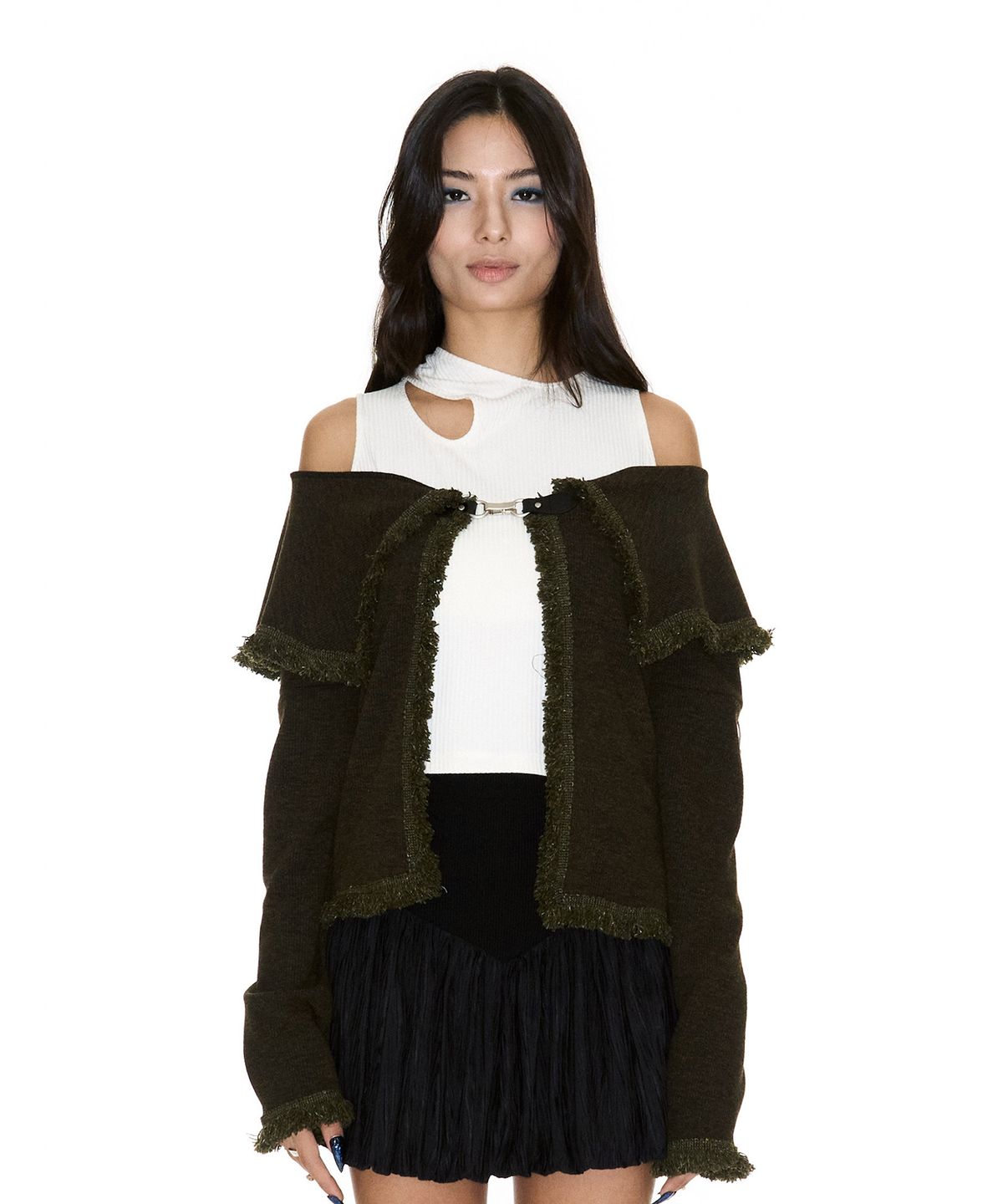 쎄쎄쎄(SETSETSET) TOT OFF-SHOULDER CARDIGAN KHAKI