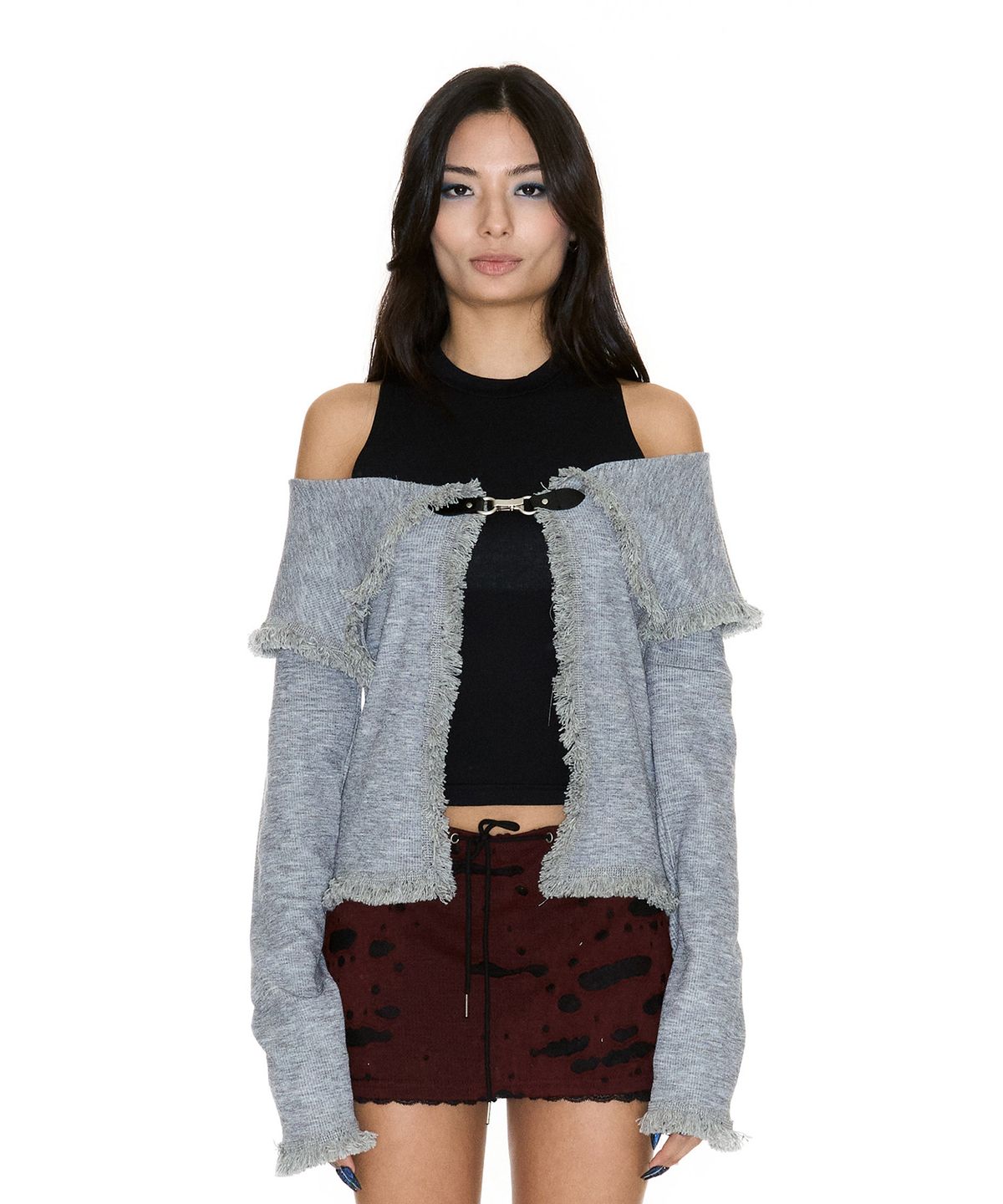 쎄쎄쎄(SETSETSET) TOT OFF-SHOULDER CARDIGAN GREY