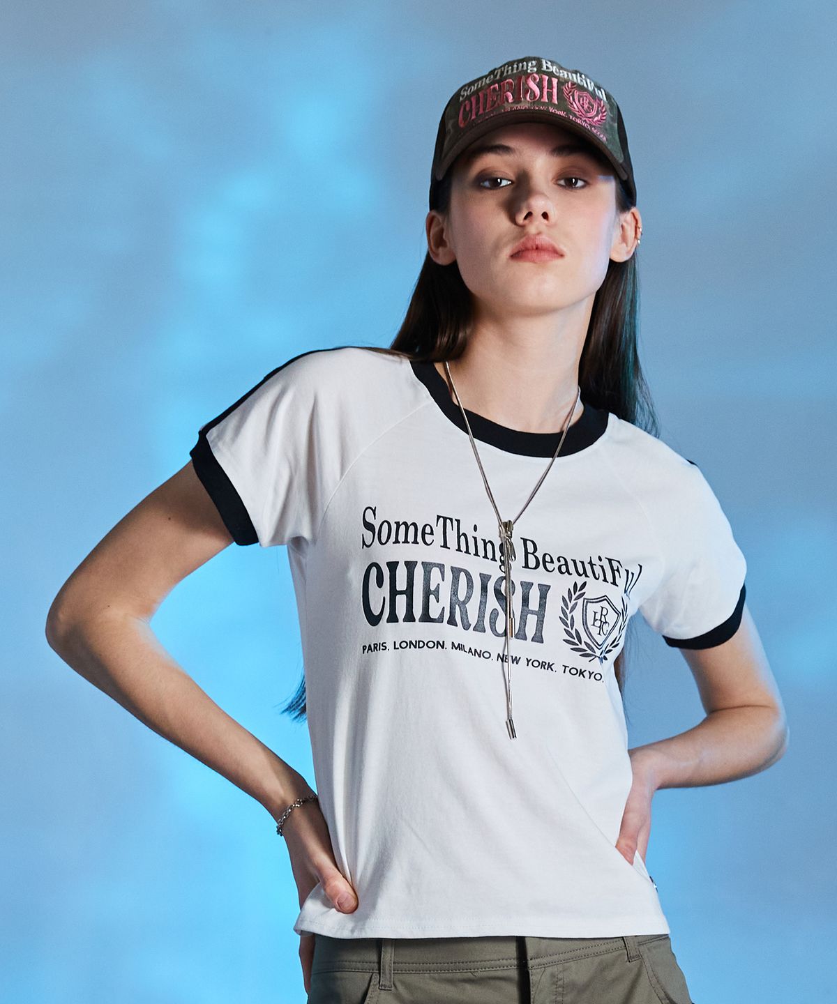 라티젠(LARTIGENT) L10 CHERISH TRACK T-SHIRT(WHITE)