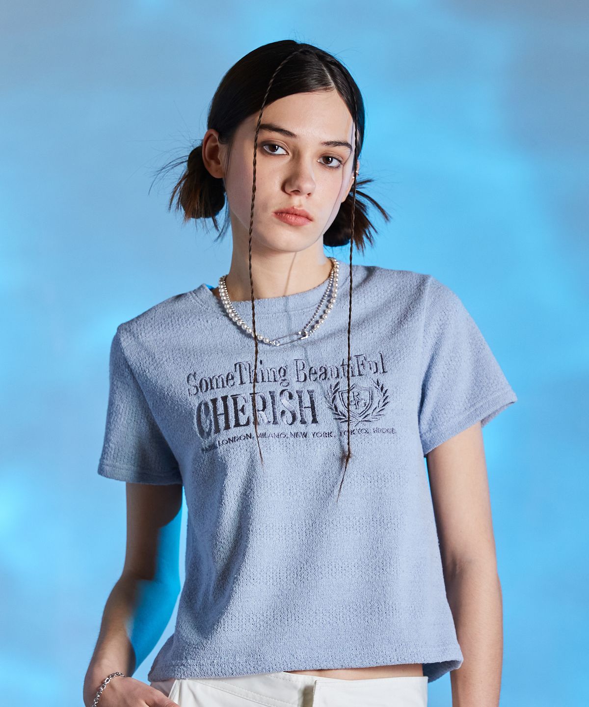 라티젠(LARTIGENT) L10 CHERISH TERRY T-SHIRT(LIGHT BLUE)
