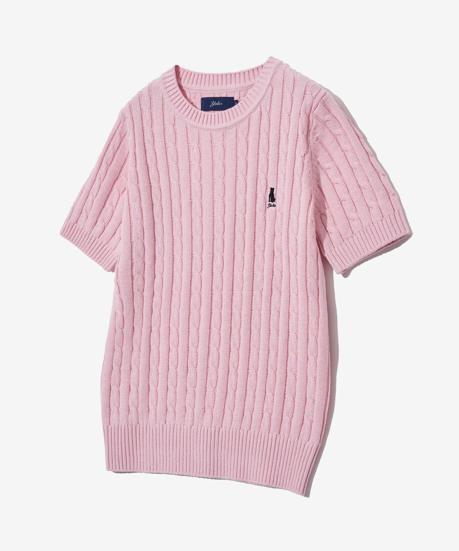 ☆YALE☆ HERITAGE DAN CABLE SHORTSLEEVE POLO KNIT VTG PINK Y MUSINSA | YALE Women's Heritage Dan Cable Short Sleeve Polo