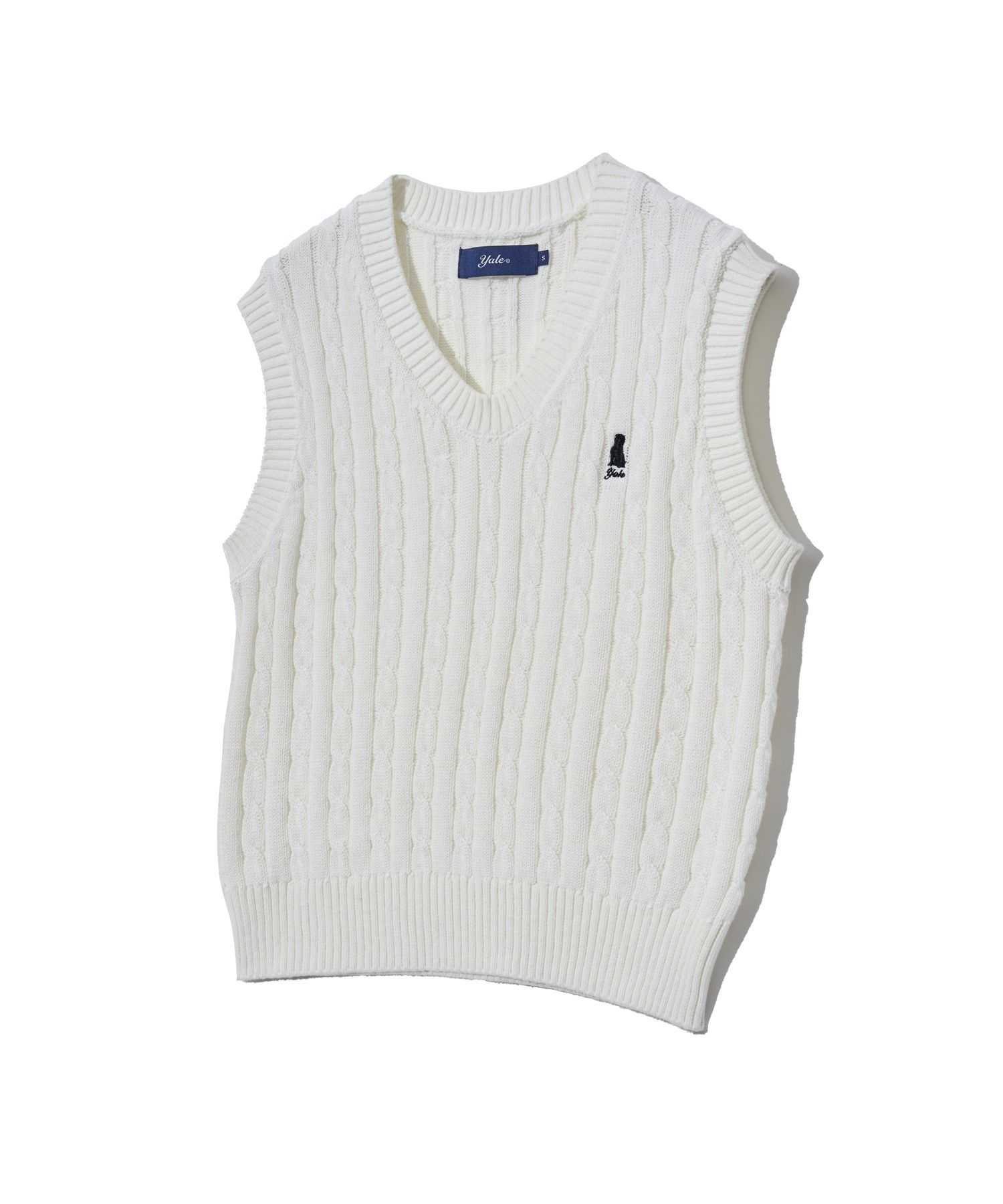 MUSINSA | YALE [100% COTTON] Women's Cable V-neck Knit Vest